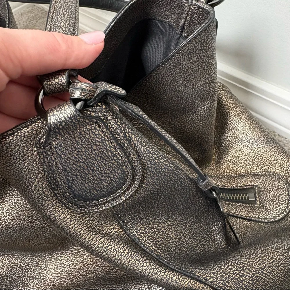 Coach Edie Metallic Gold Pebbled Shoulder Bag